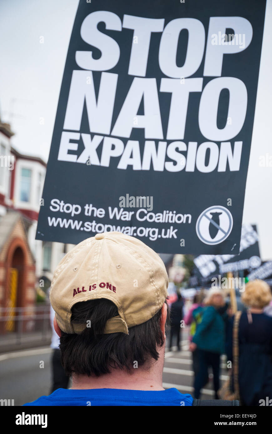 No Nato protesters during the 2014 summit in Newport City Stock Photo