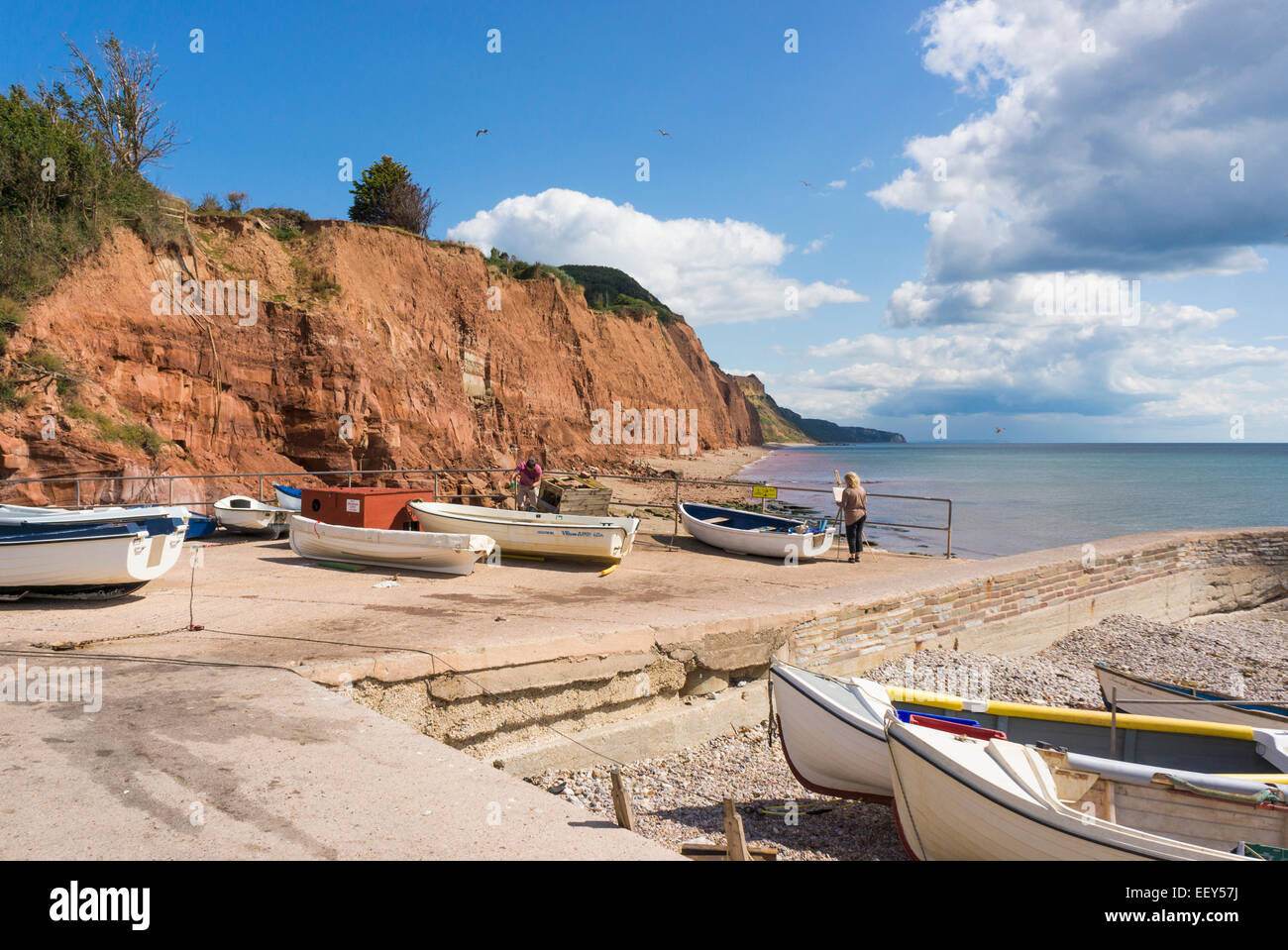 Small boats at  Sidmouth, East Devon, England, UK Stock Photo