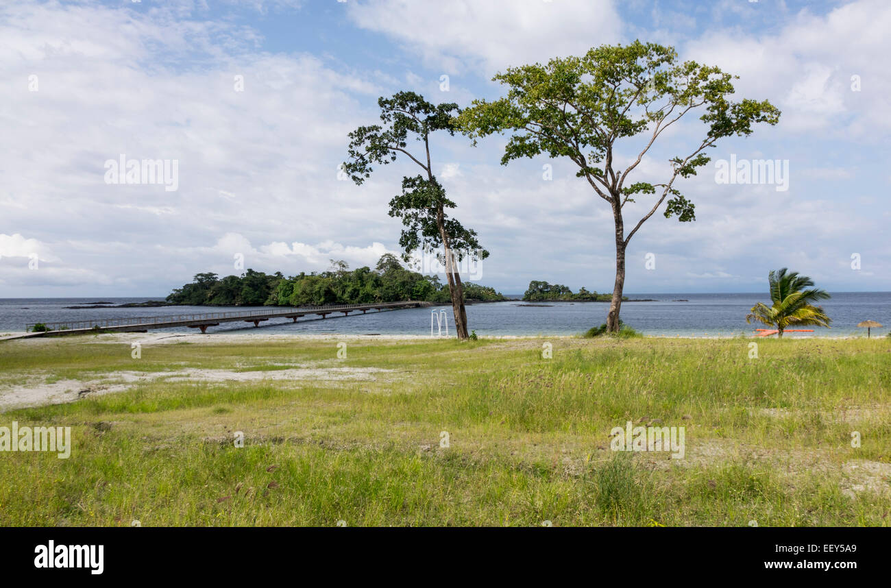 Ecological island in the sea in Sipopo near the capital city of Malabo, Equatorial Guinea, West Africa Stock Photo