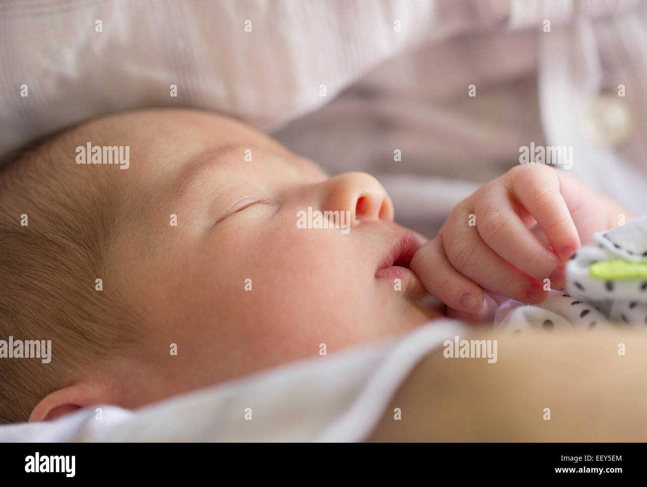 Newborn baby girl asleep Stock Photo