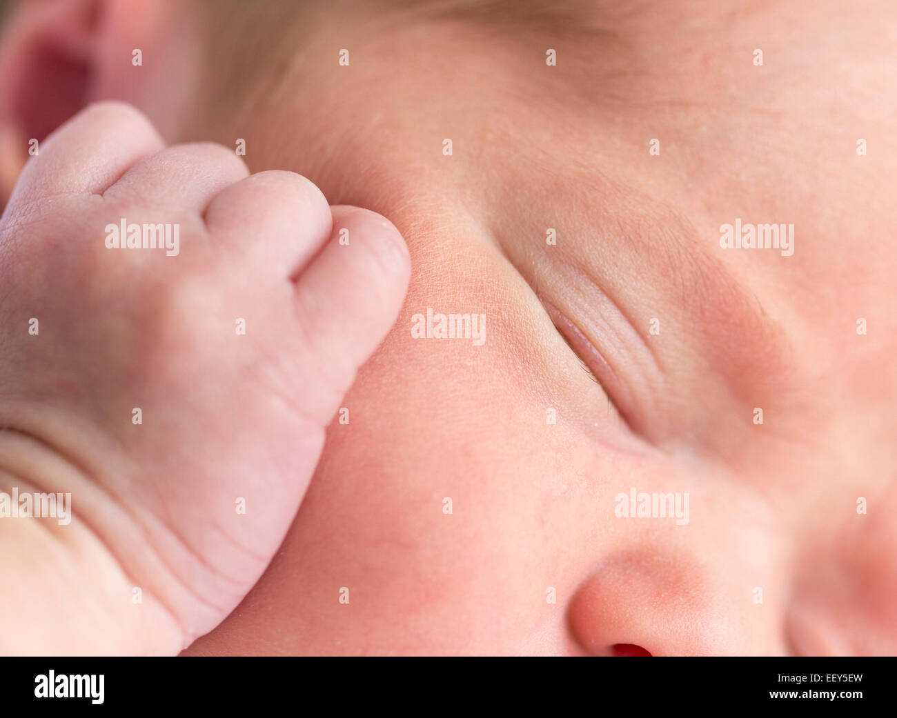 Newborn baby girl sleeping Stock Photo