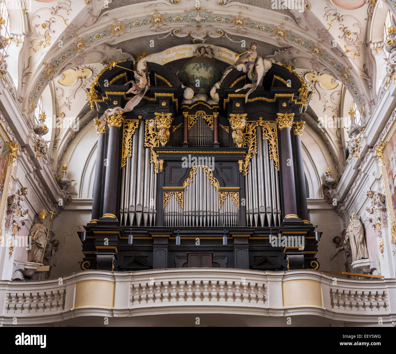 Main pipe organ of St Emmeram Abbey or Basilica in Regensburg, Bavaria, Germany Stock Photo