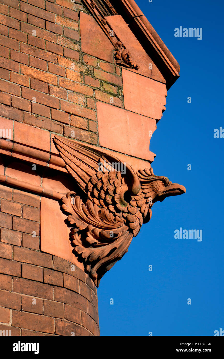 Terracotta bird carving, Spring Hill Library, Birmingham, UK Stock Photo