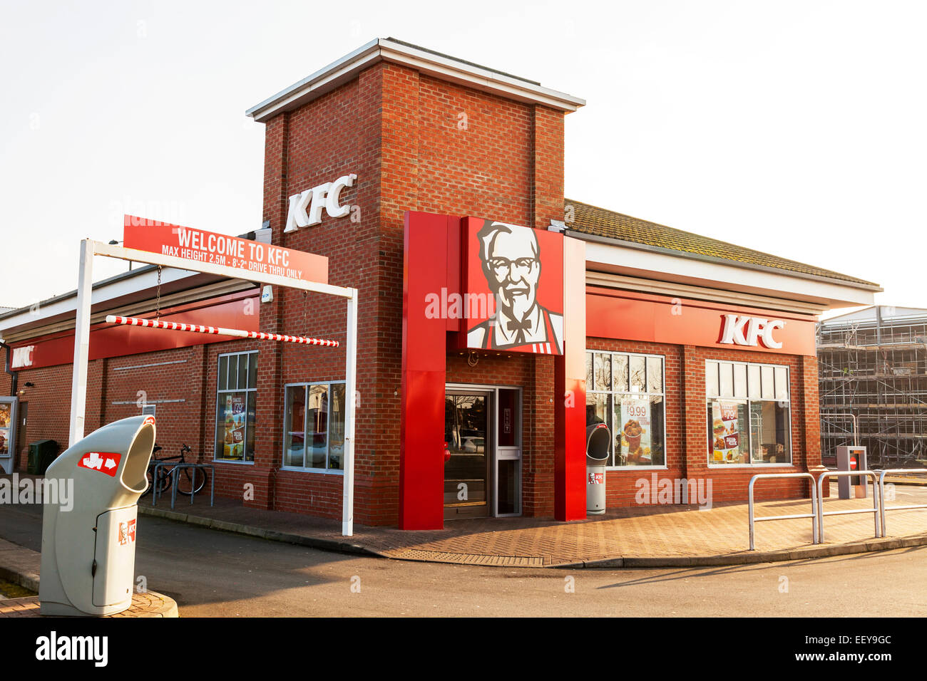 kfc shop restaurant fried chicken sign exterior building facade Grimsby Town Lincolnshire Humberside UK England Stock Photo
