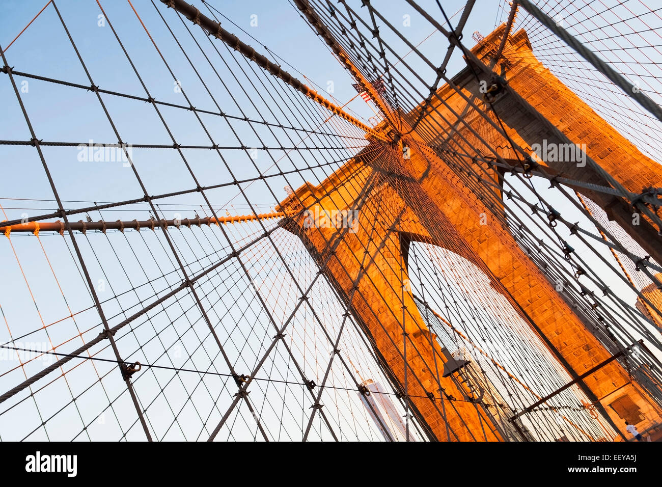 USA, New York State, New York City, Low angle view of Brooklyn Bridge Stock Photo