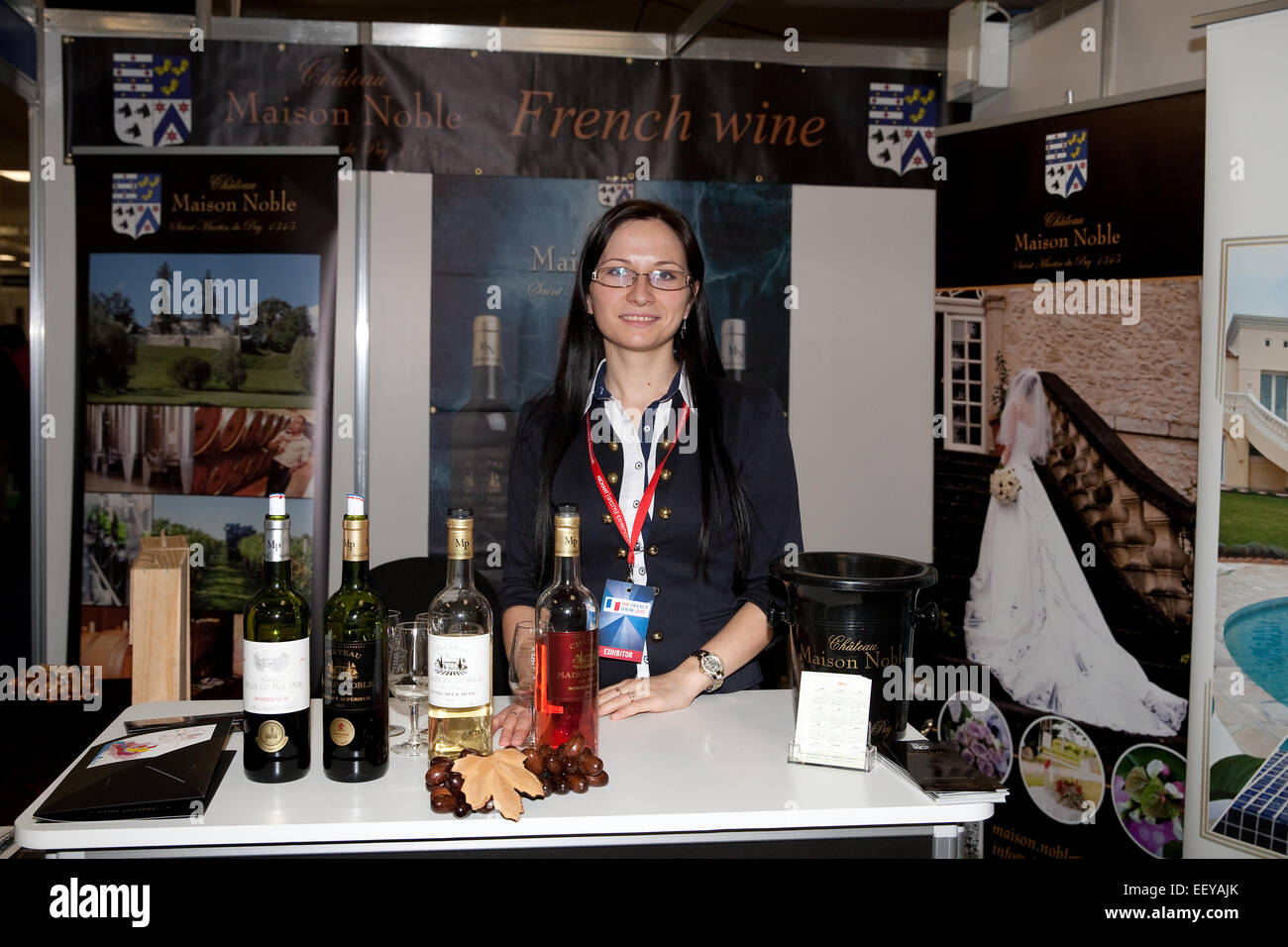 Chateau Maison Noble wines on sale at the France Show 2015 in Olympia London Stock Photo