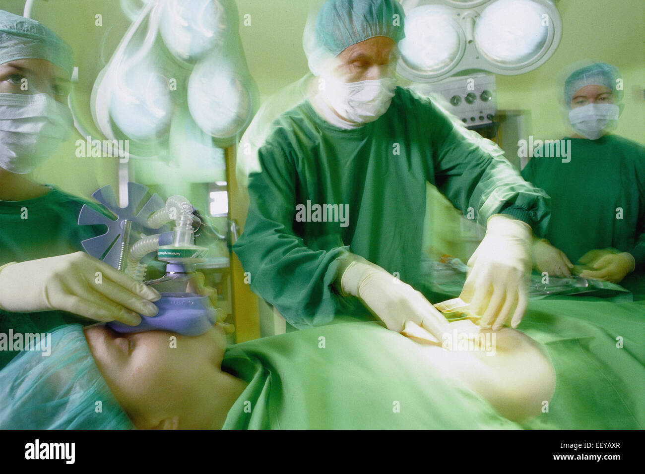 Hamburg, Germany, physicians with patient during anesthesia Stock Photo