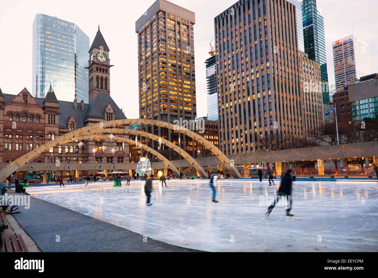 Scatting ring at Toronto City Hall at Christmas Time and Nathan Phillips Square, Toronto;Ontario;Canada Stock Photo Alamy