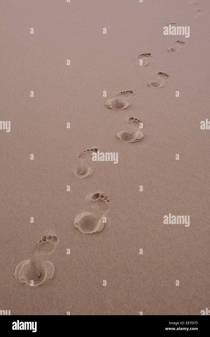 footprints in sand Stock Photo