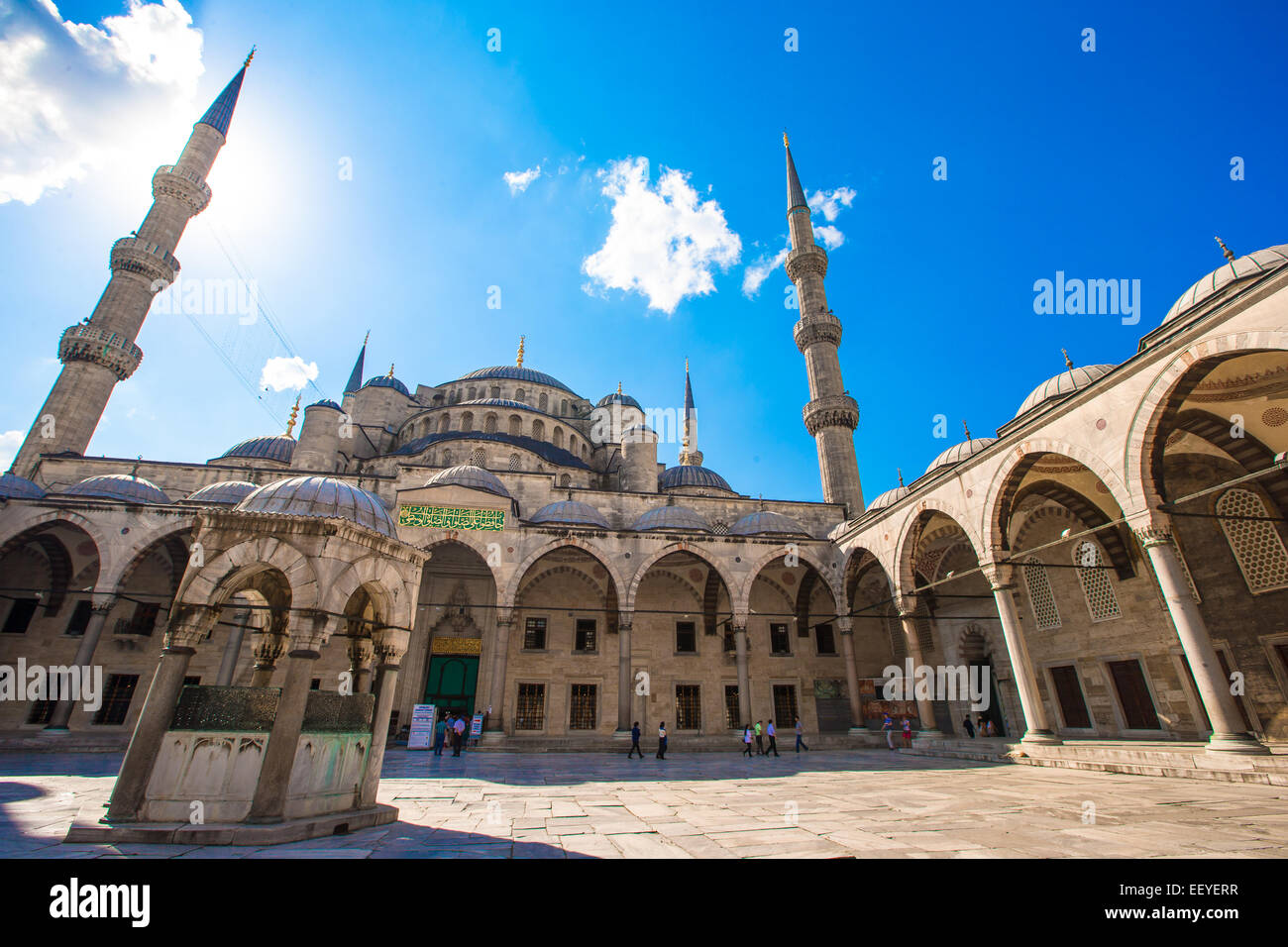 Courtyard of Sultan Ahmed Blue Mosque in Istanbul, Turkey Stock Photo ...