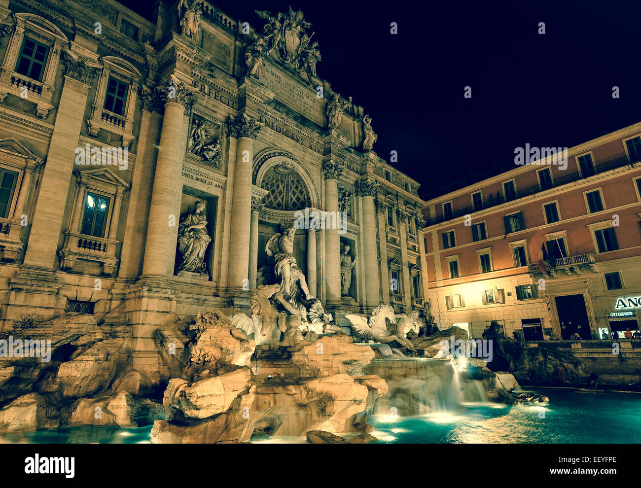 Fontana di Trevi, bigest spring in Rome, Italy Stock Photo