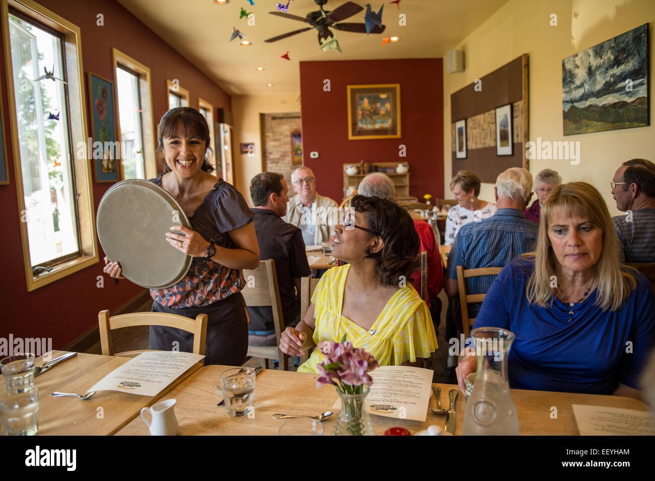 Guests enjoy brunch at The Old Hotel restaurant in Twin Bridges, Montana, June 21, 2014. The