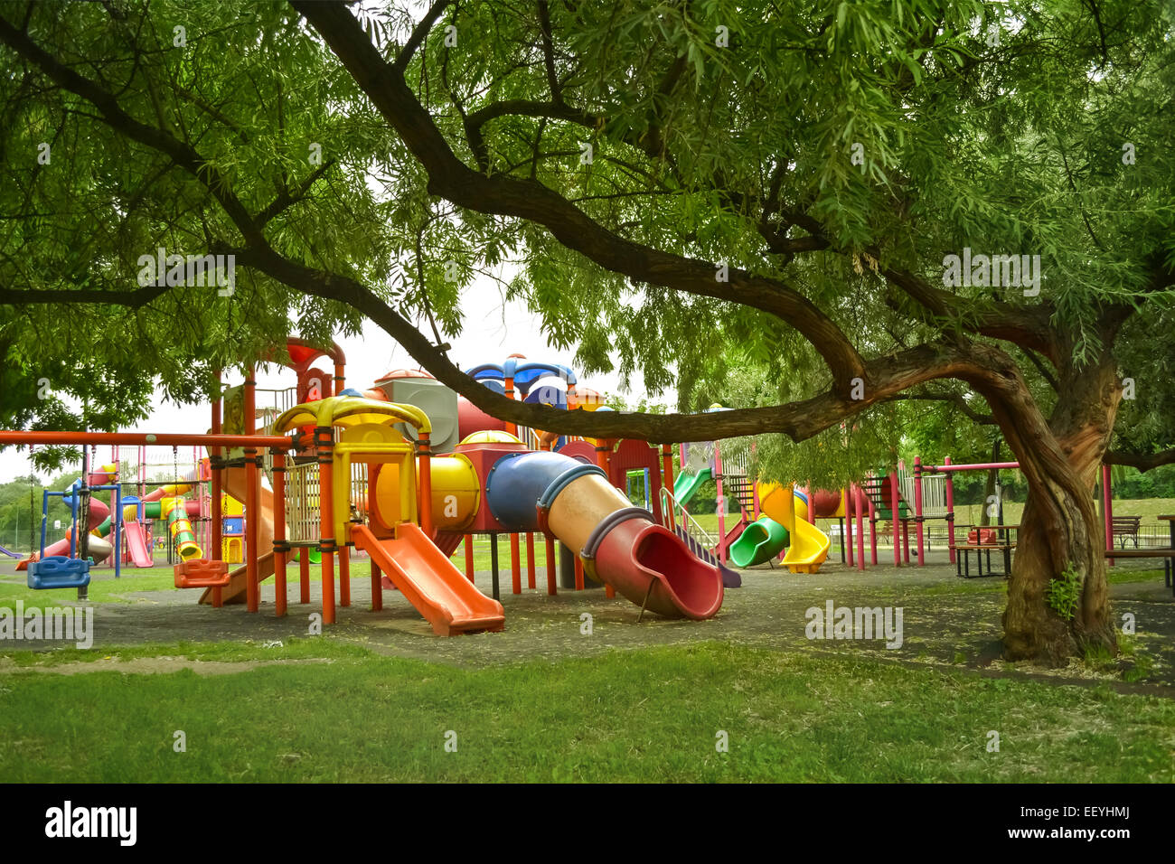 children urban playground green park Stock Photo