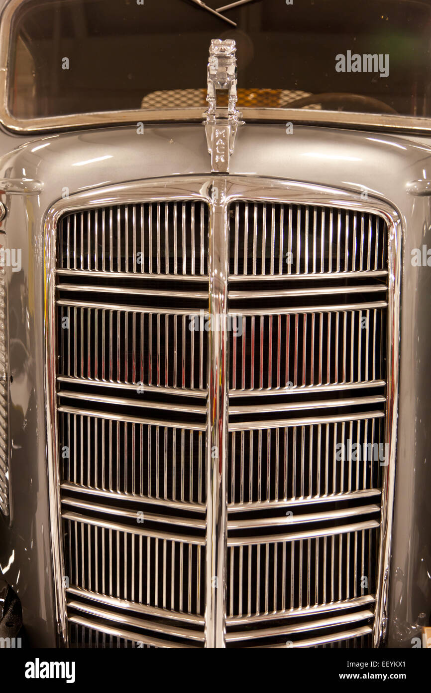 Front grill of an antique Mack truck Stock Photo