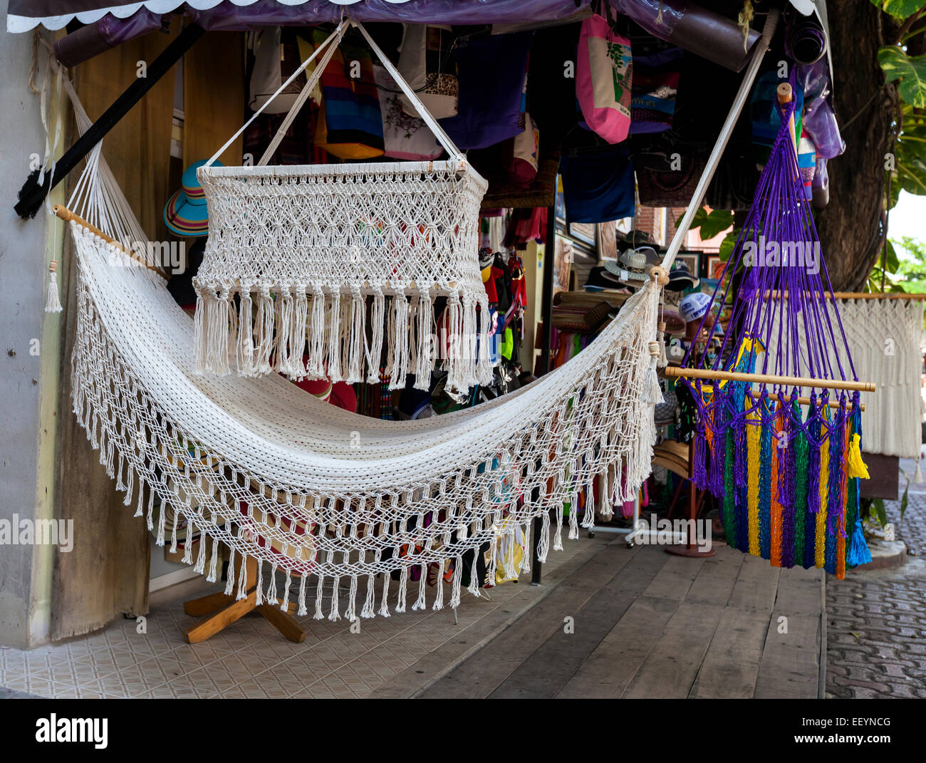 Hammock, Baby Crib, for Sale in a Souvenir Shop.  Playa del Carmen, Riviera Maya,  Yucatan, Mexico. Stock Photo