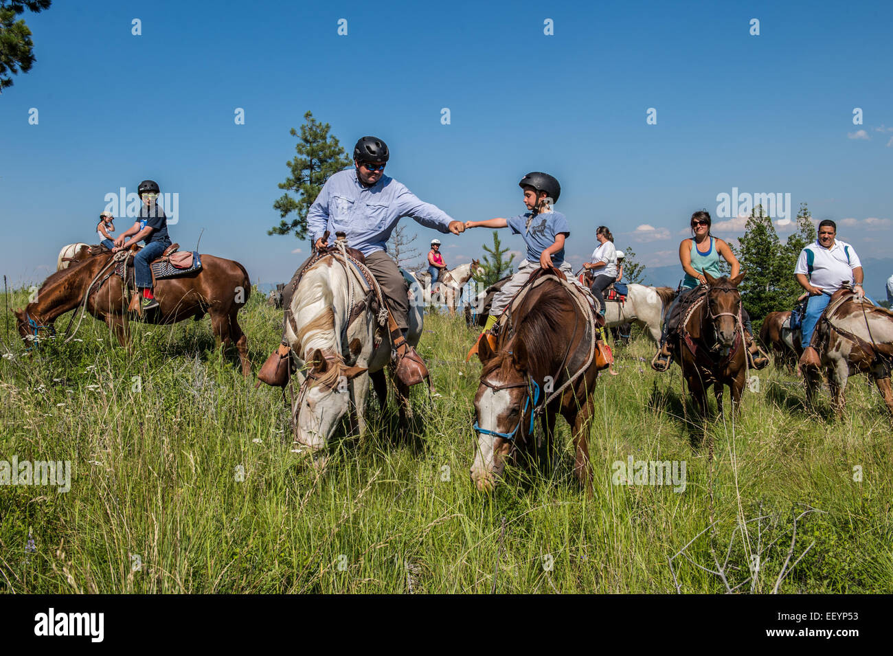 Guests go for a ride at Artemis Acres Guest Ranch in Kalispell, Montana