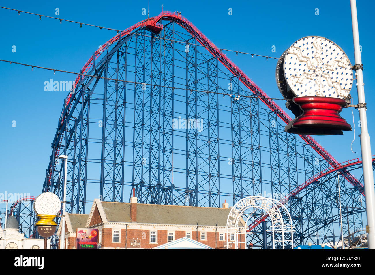 Blackpool and its famous roller coaster ride at the pleasure beach