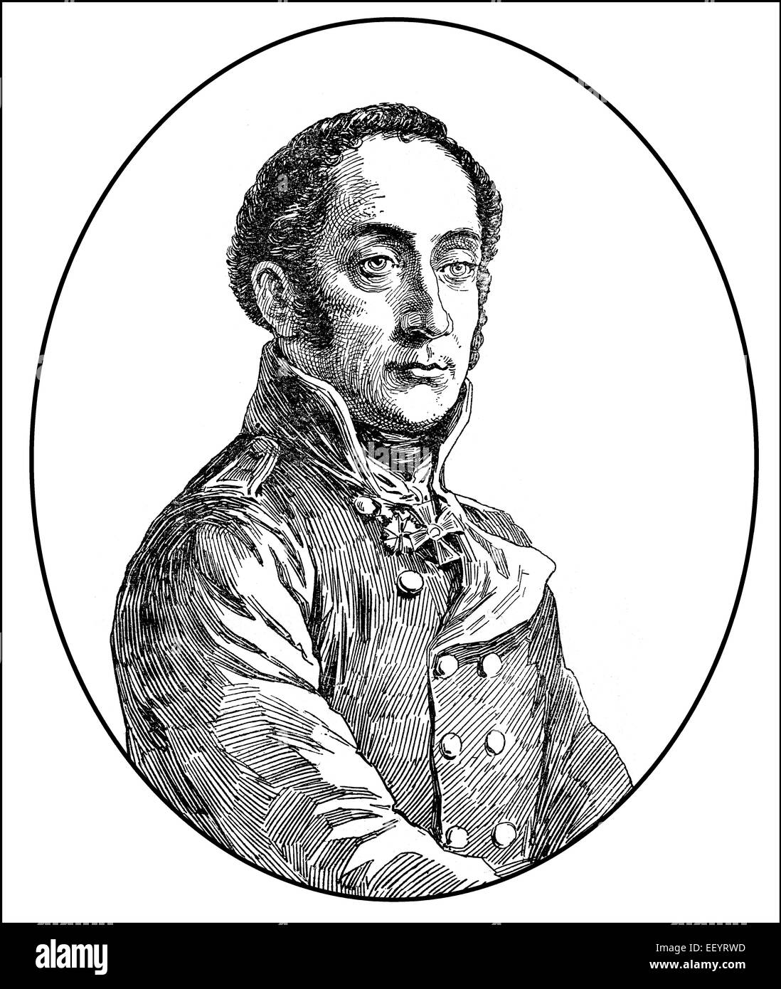 Bogislav Friedrich Emanuel Graf Tauentzien von Wittenberg, 1760 - 1824, a Prussian general of the Napoleonic Wars, Stock Photo