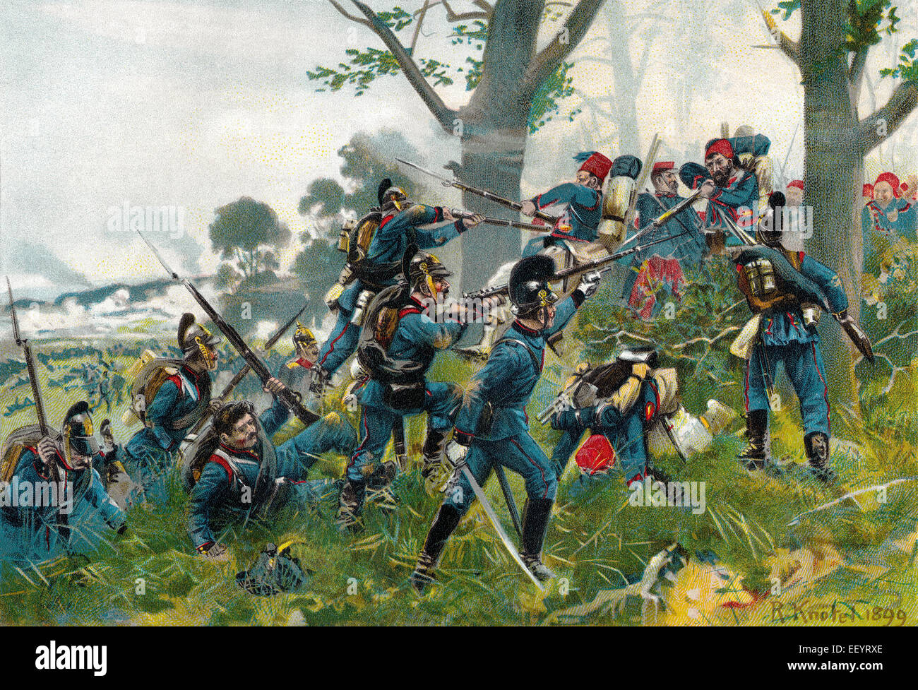 Battle of Woerth or Bataille de-Froeschwiller Woerth, Battle of Reichshoffen, 6 August 1870, in the Franco-German War or Franco- Stock Photo