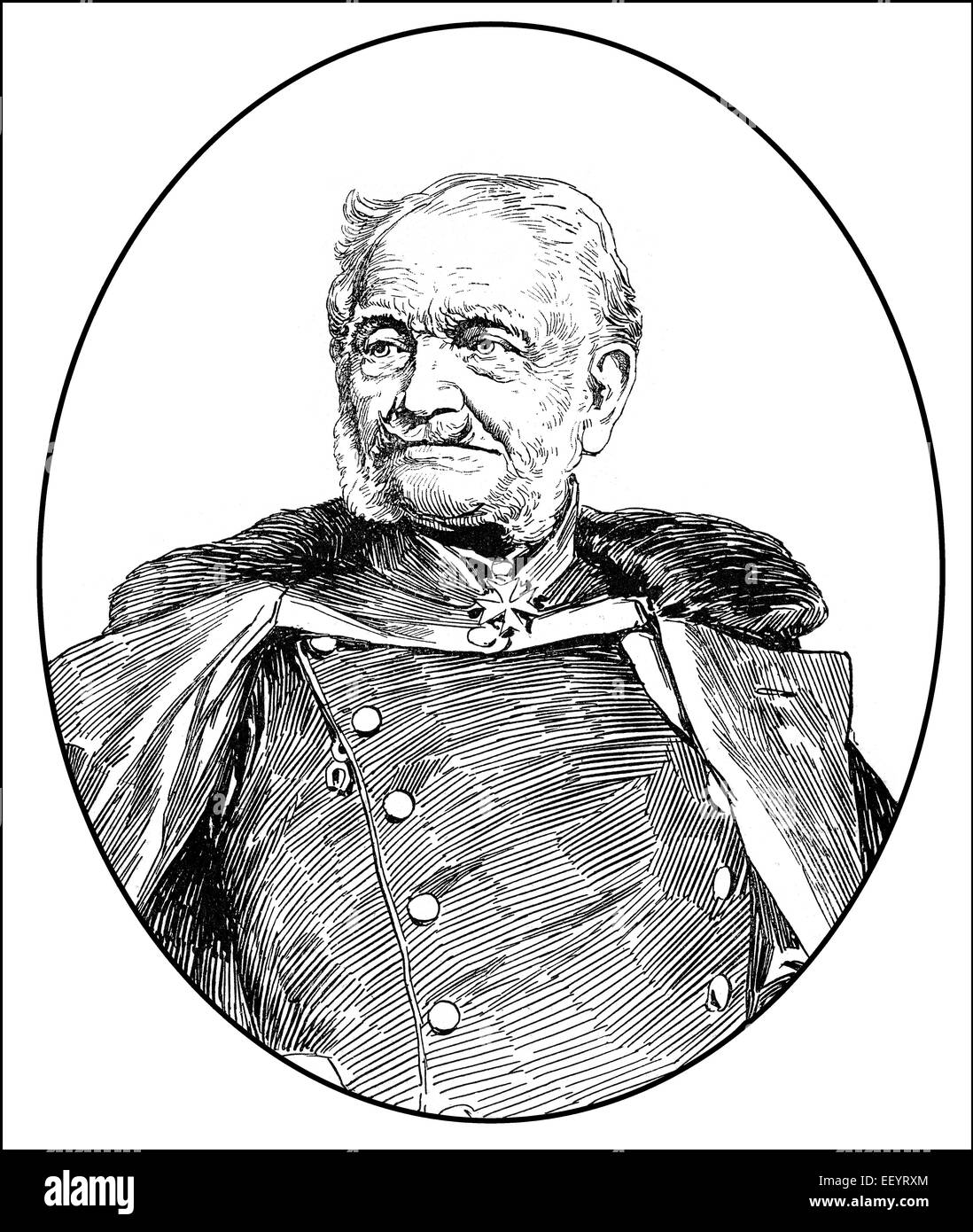 Historical illustration, portrait of Friedrich Heinrich Ernst Graf von Wrangel, 1784 - 1877, a Prussian general field marshal , Stock Photo