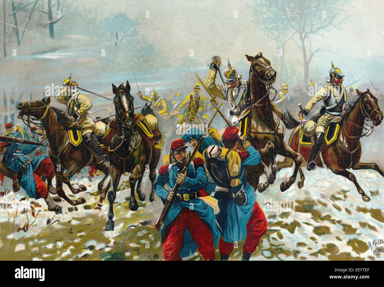 The Battle of Loigny–Poupry, Bataille de Loigny, 2 December 1870 during the Loire Campaign, Franco-Prussian War or Franco-German Stock Photo