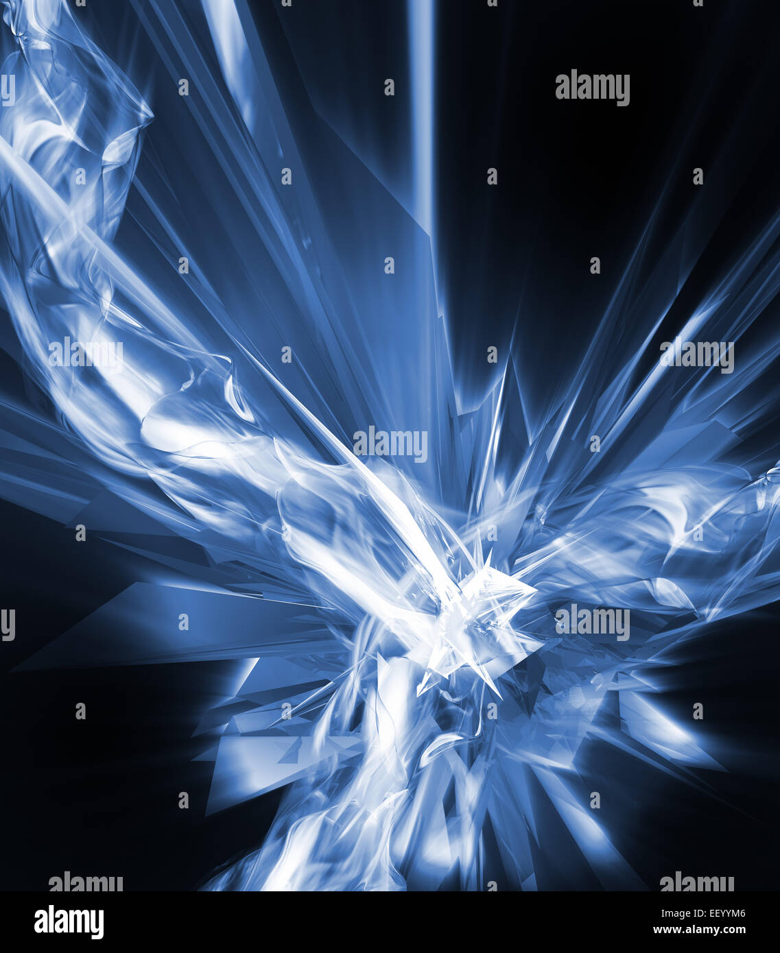 Futuristic abstract background. Light blue explosion on black Stock Photo