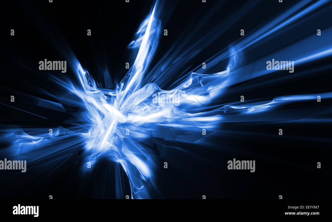 Futuristic abstract background. Light blue explosion on black Stock Photo