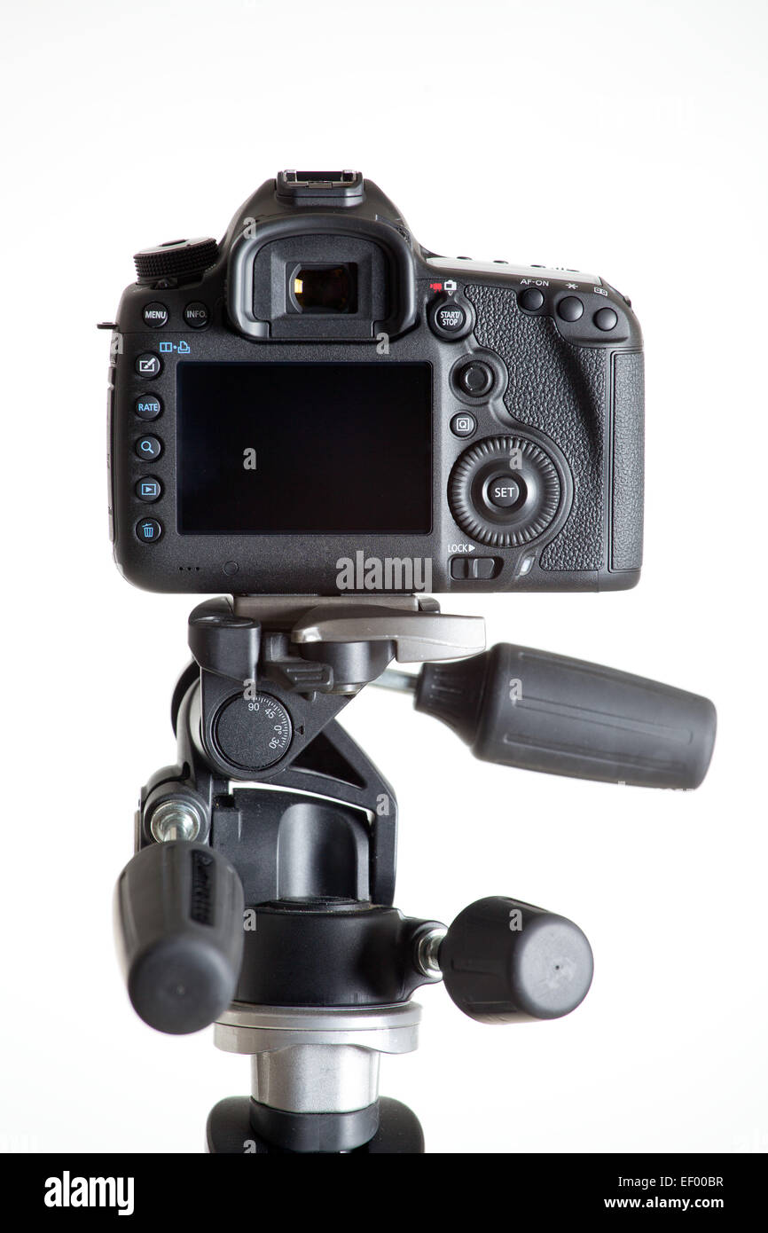 the dslr camera on tripod Stock Photo