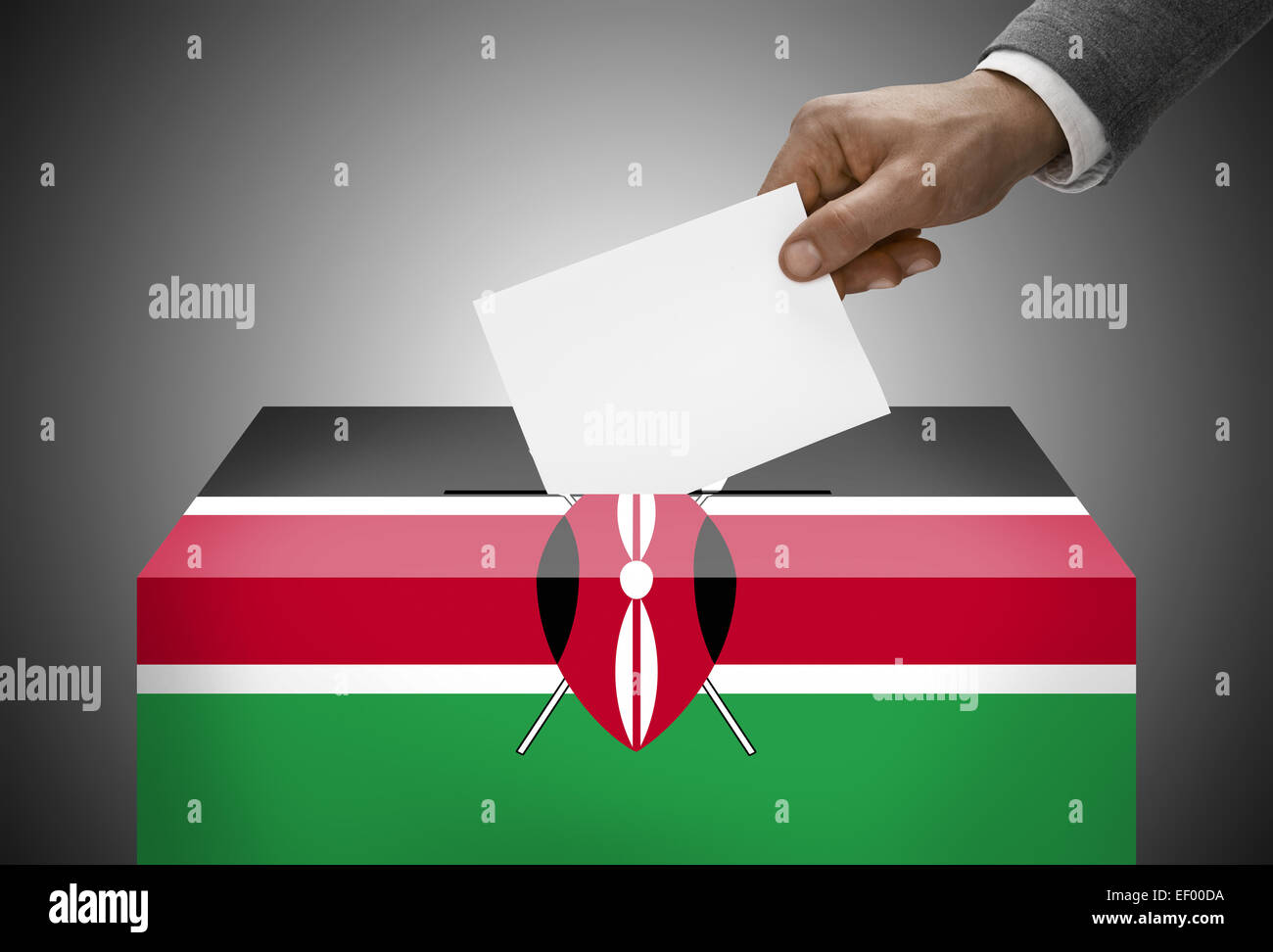 Ballot box painted into national flag colors Kenya Stock Photo Alamy