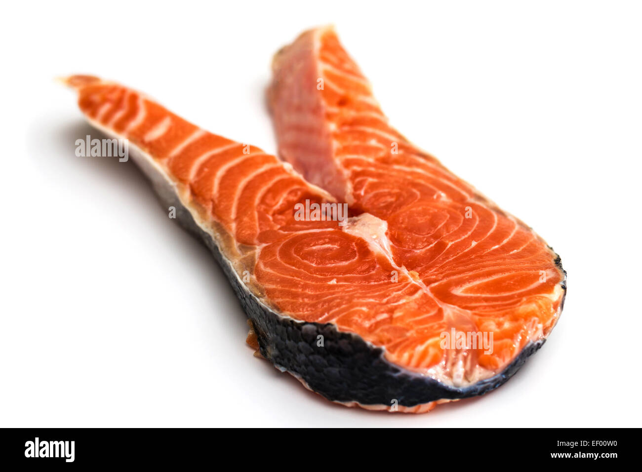 Raw Salmon Red Fish Steak isolated on White Stock Photo - Alamy