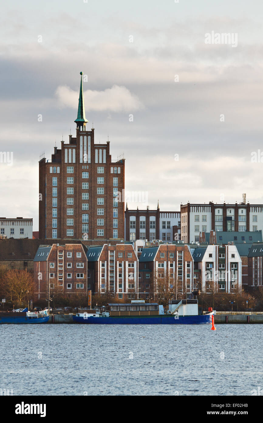 View of the Warnow Rostock. Stock Photo