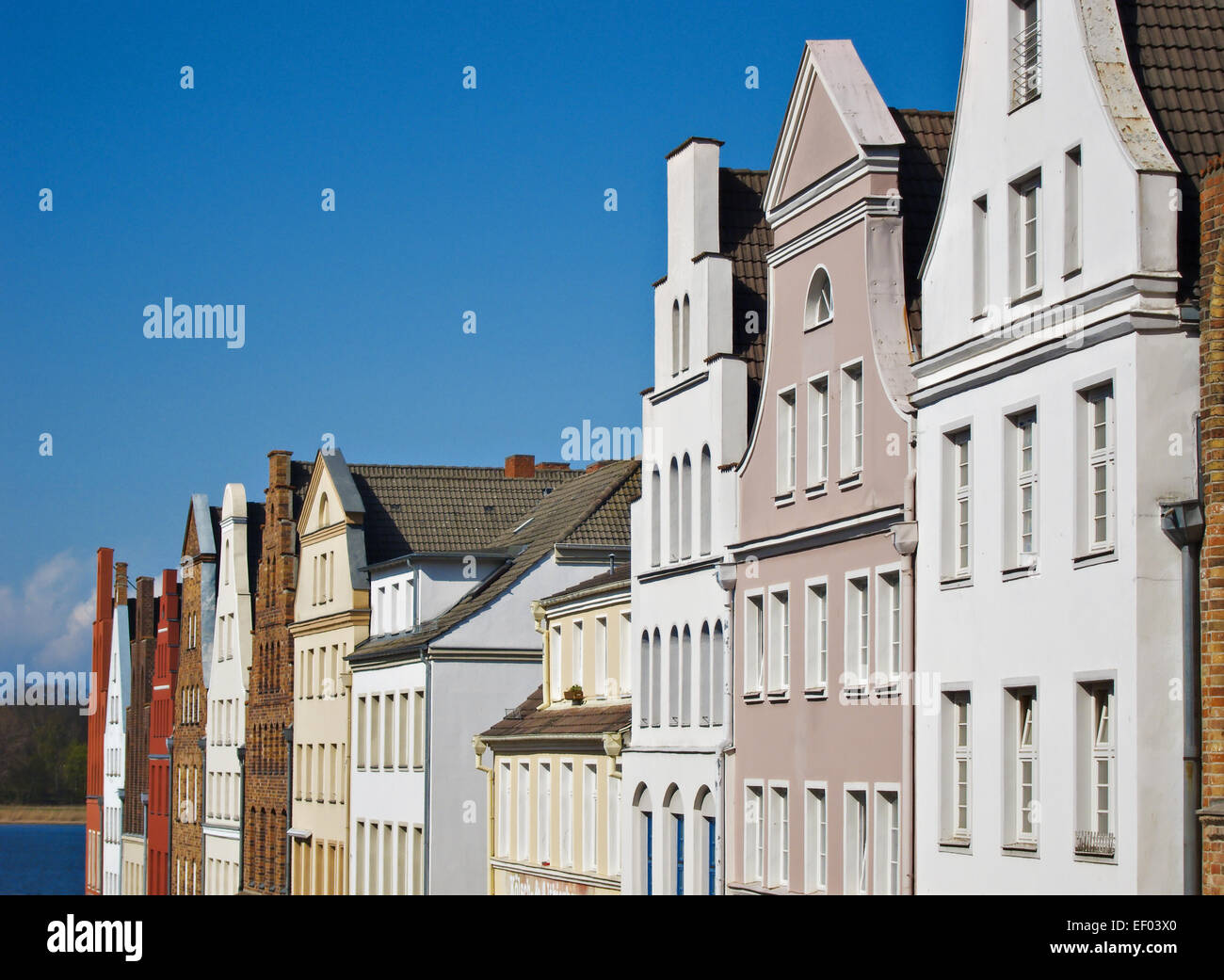 Gables in the Wokrenter Street  in Rostock (Germany). Stock Photo