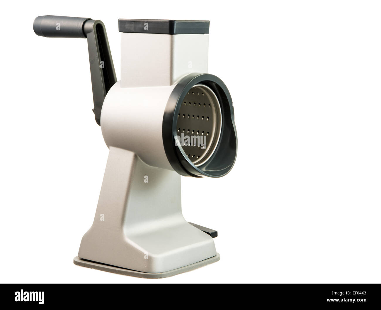 Isolated cylindric drum grater (rotary cheese grater) with a crank