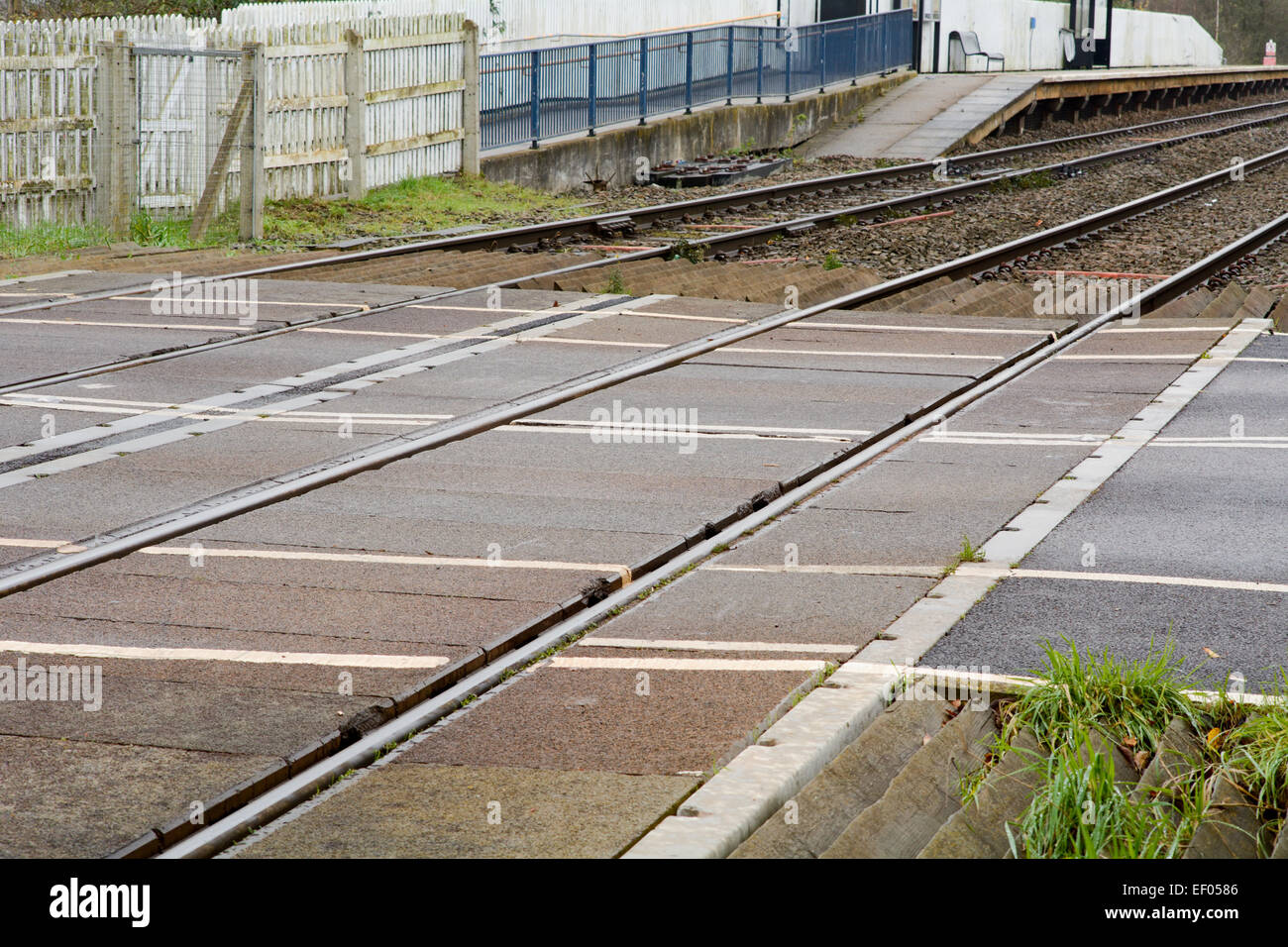 Road crossing over railway line at Millbrook Railway Station, Bedford