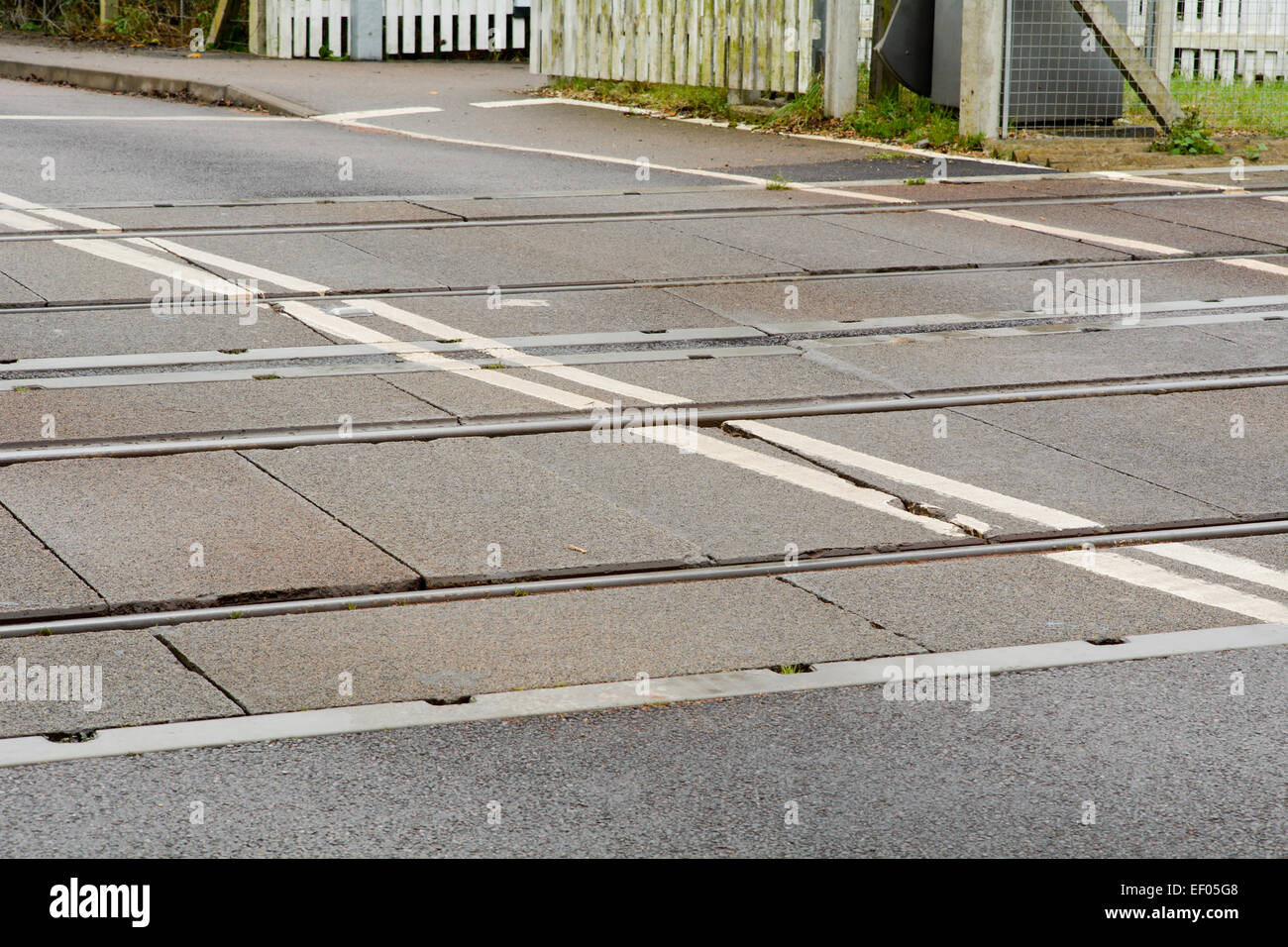 Road crossing over railway line at Millbrook Railway Station, Bedford