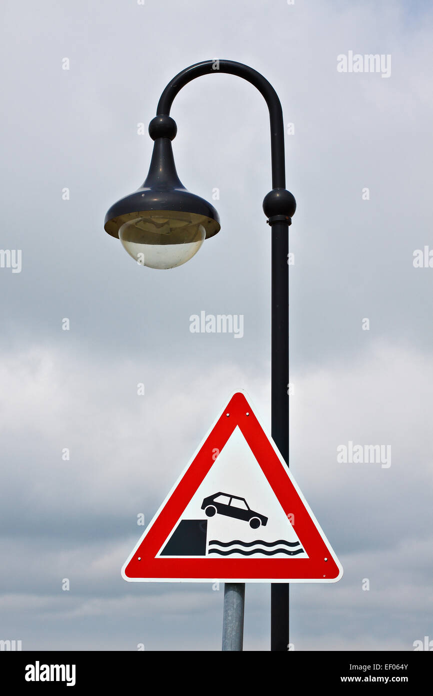Lantern and traffic sign Stock Photo