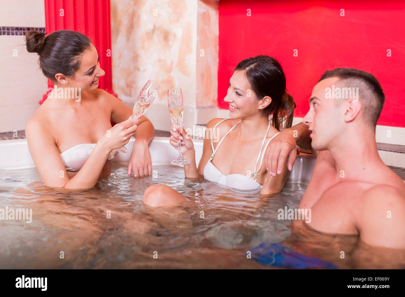 Hot tub threesome pic image