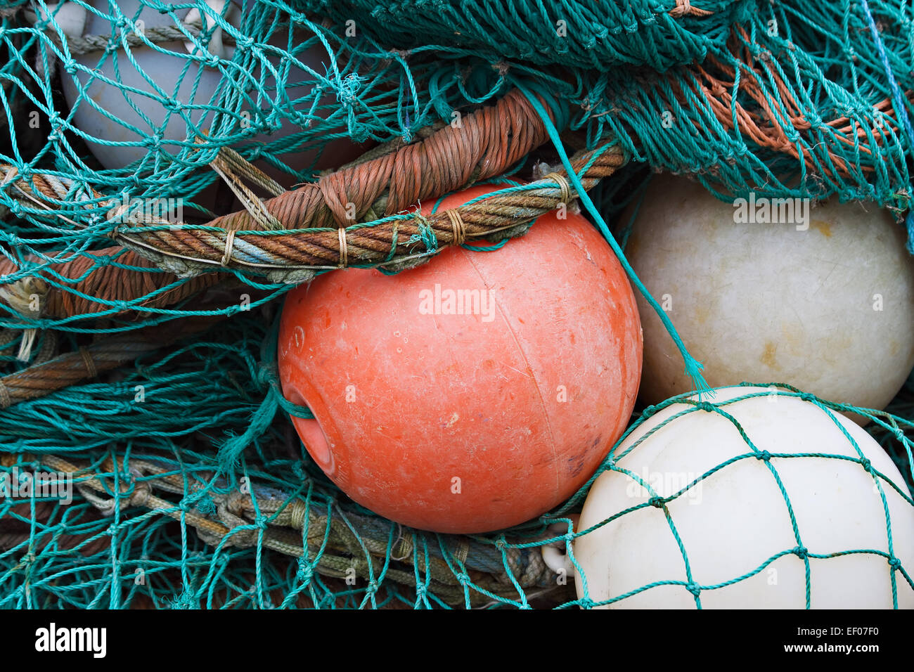 Detail of a fishing net Stock Photo