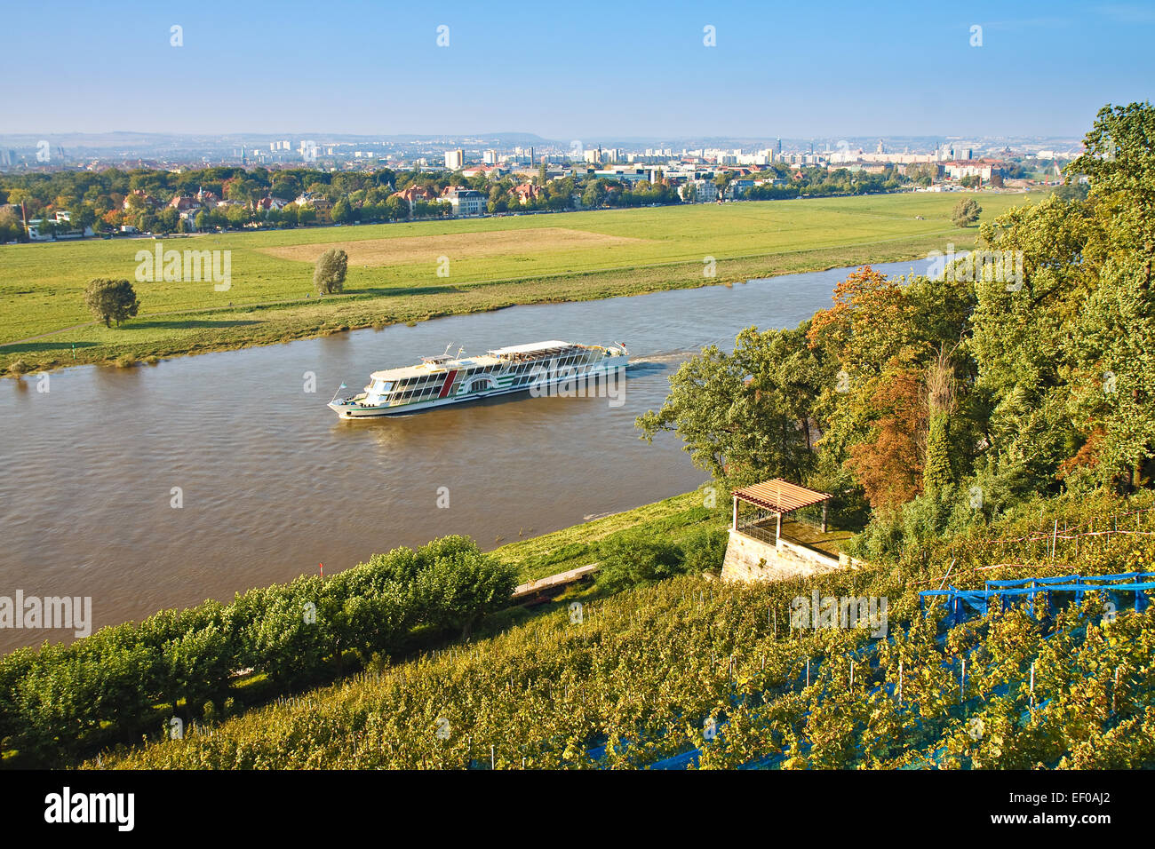 View over the Elbe at Dresden. Stock Photo