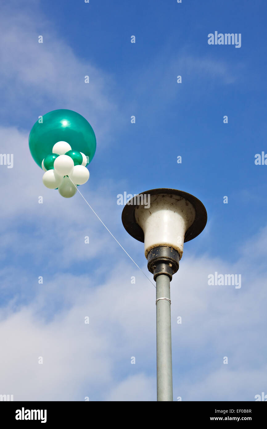 Lantern with balloons in Dresden. Stock Photo
