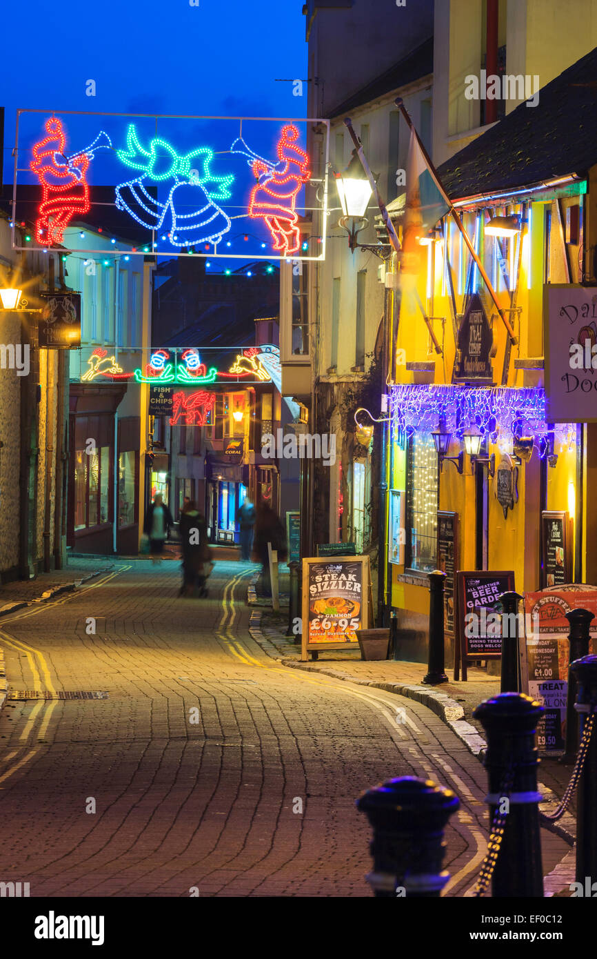 Christmas Lights Tenby Pembrokeshire Wales Stock Photo Alamy