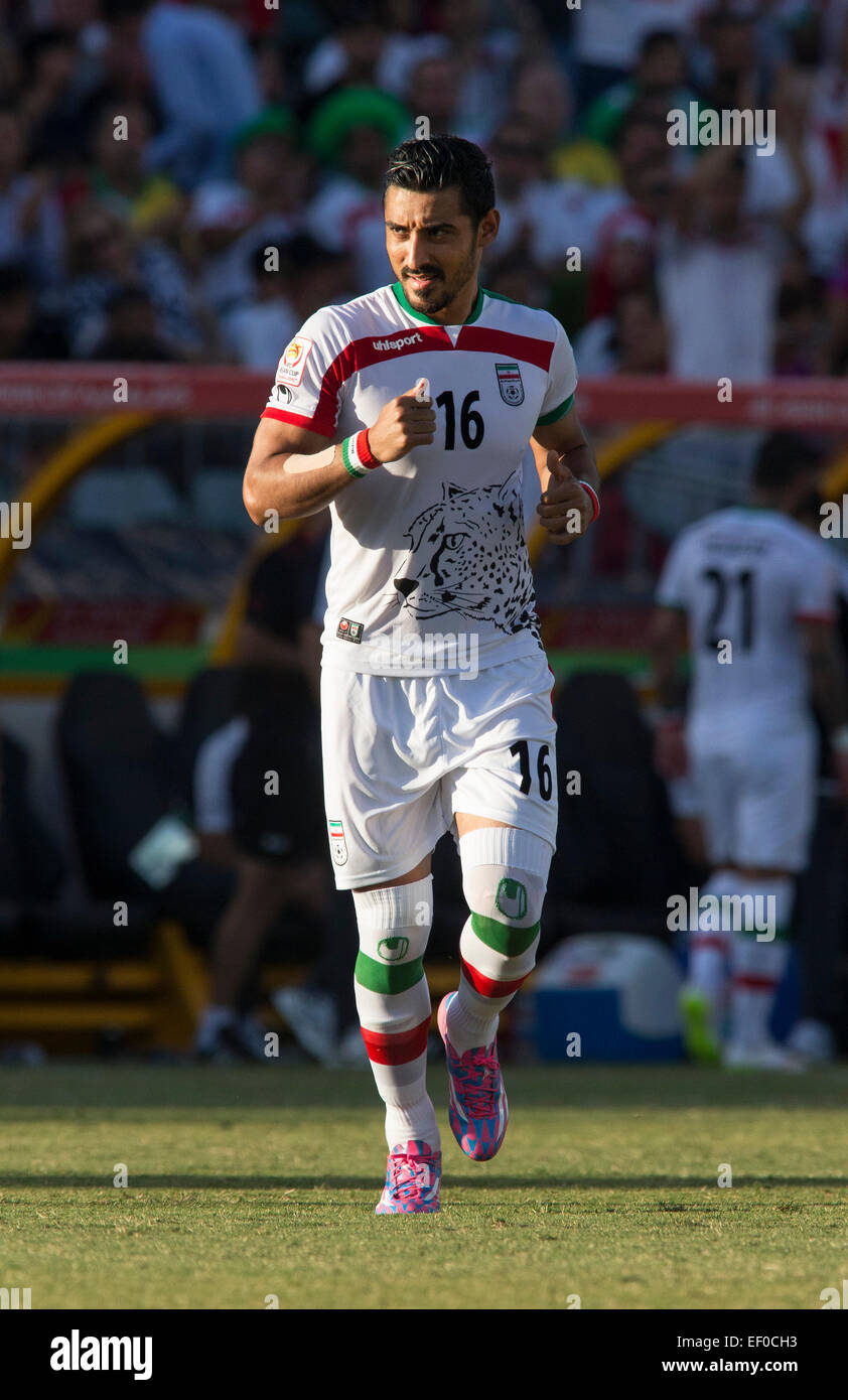 Canberra, Australia. 23rd Jan, 2015. Reza Ghoochannejhad (16) of Iran in the FIFA Asian Football Confederation 2015 Asian Cup quarter-final game played in Canberra Stadium, Canberra, Australia © Action Plus Sports/Alamy Live News Stock Photo