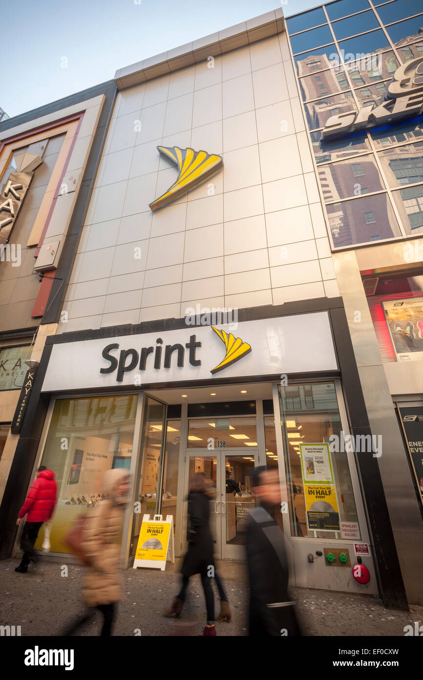 A Sprint store in Herald Square in New York on Friday, January 23, 2015. Google announced that it will sell wireless service to consumers using both the Sprint and T-Mobile networks. (© Richard B. Levine) Stock Photo