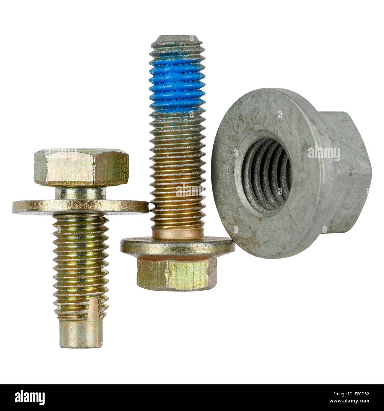 Two special bolts and one nut Stock Photo Alamy
