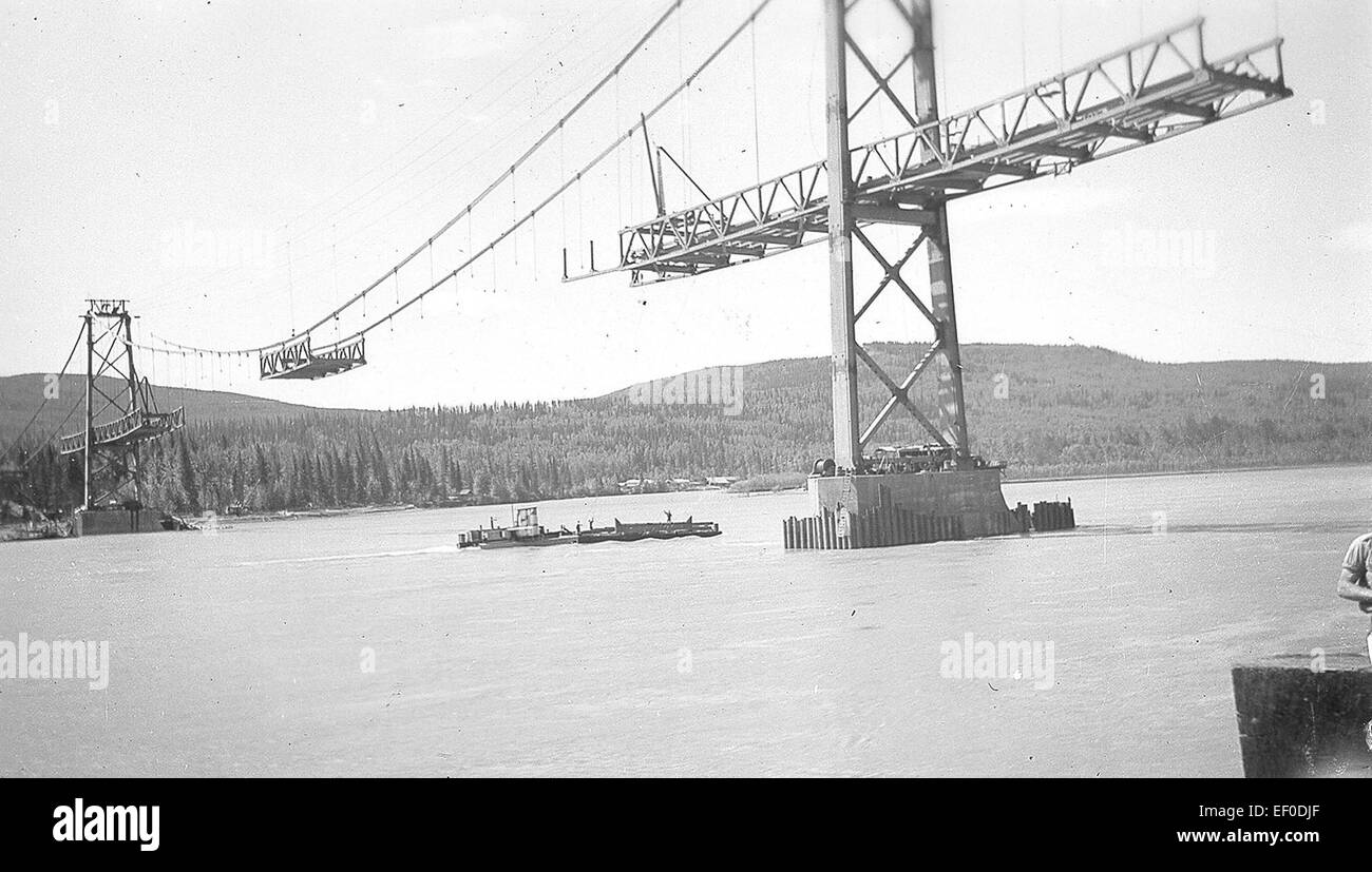 This image showcases the construction of a bridge along the Alaska ...