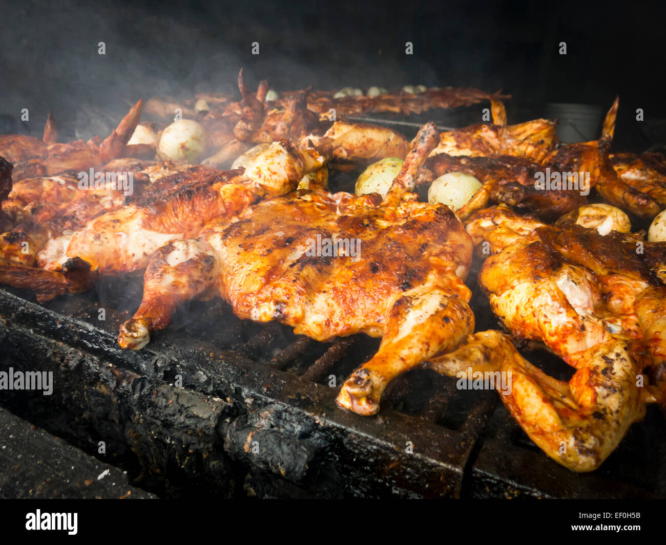 Spicy Chicken on a grill in Mexico Stock Photo