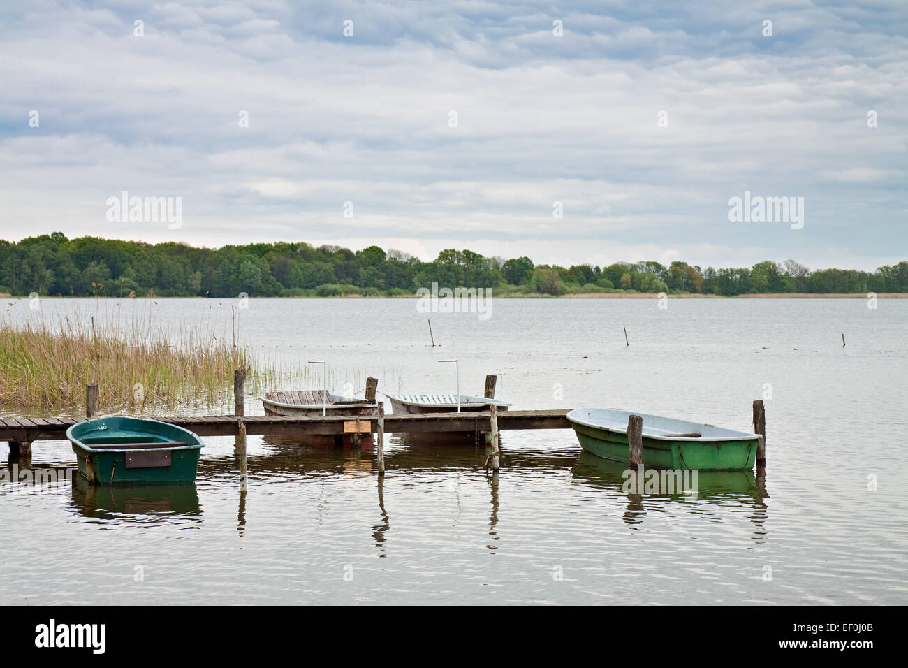 Rowing boats on a lake. Stock Photo