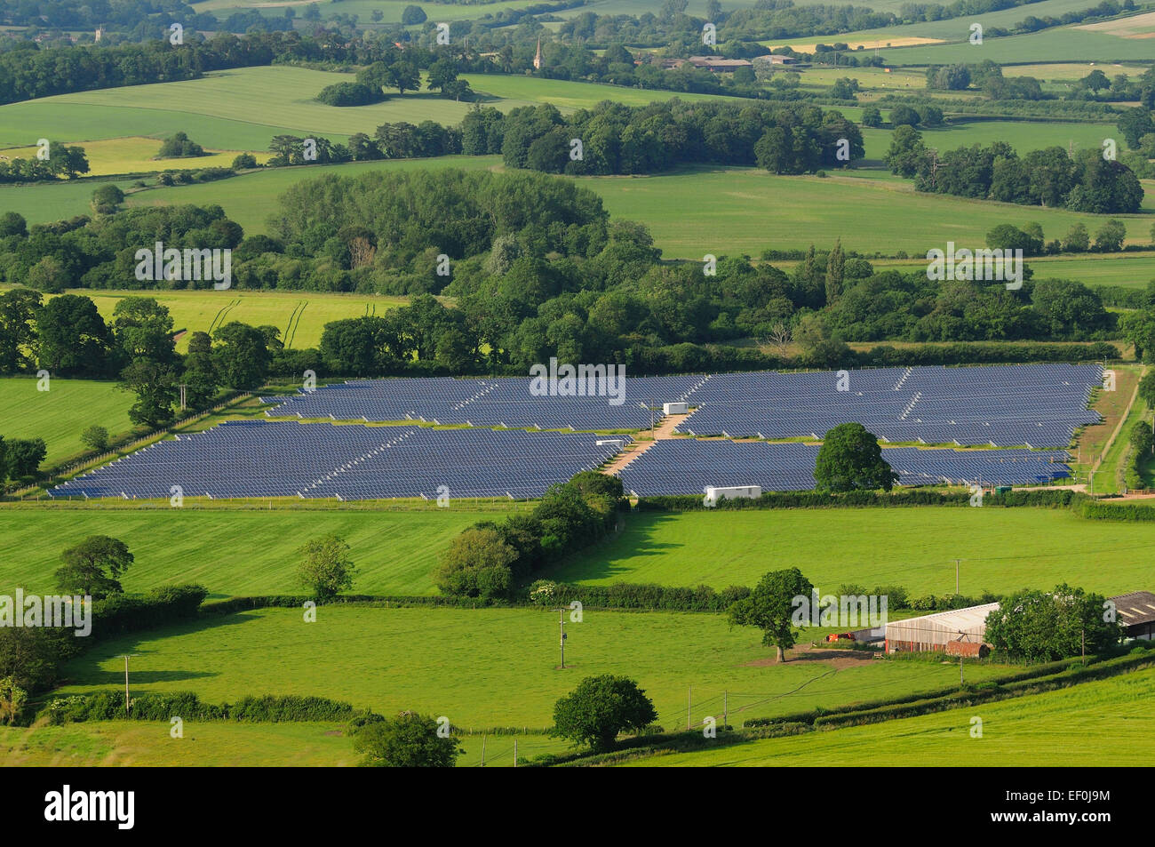 Solar farm near Hambledon Hill Dorset UK Stock Photo