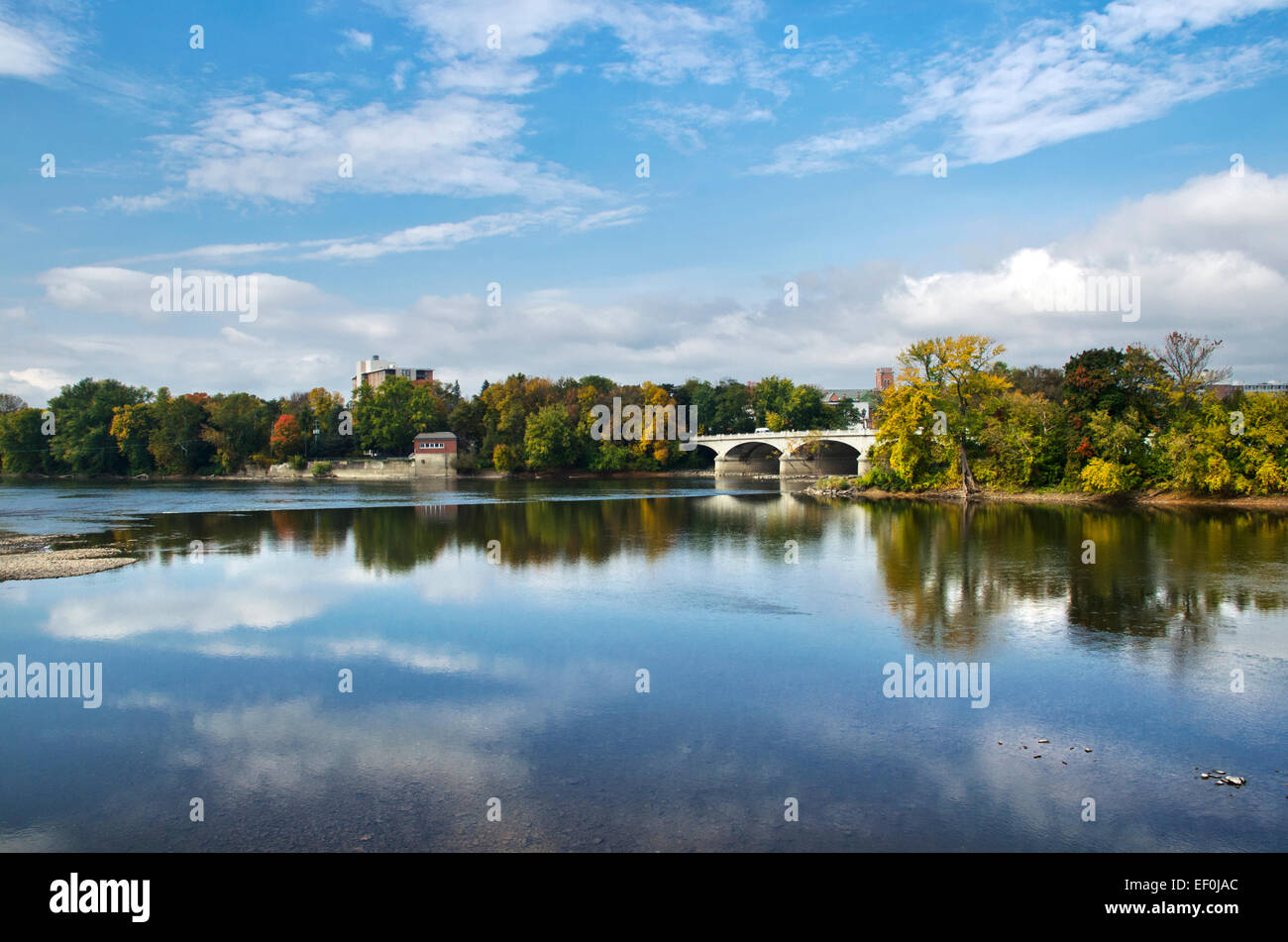 Binghamton, NY Memorial St. Bridge scenic fall landscape of the