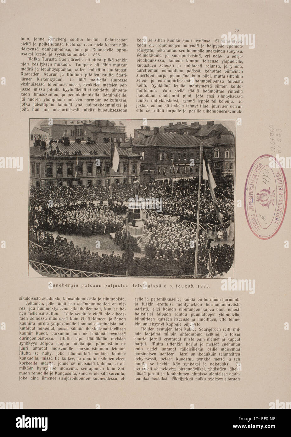 Jl Runeberg Article of the unveiling of the statue of J.L. Runeberg. The Esplanadi ...